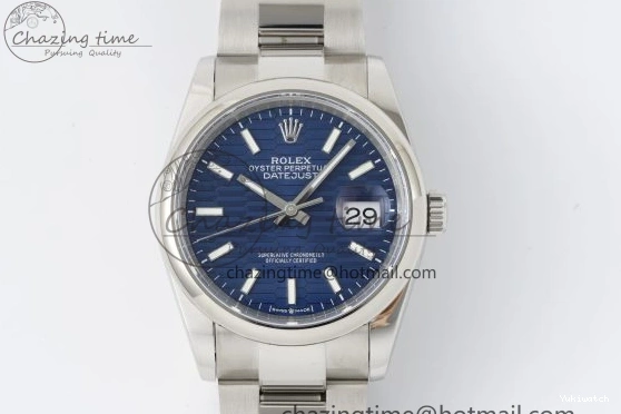 Steel Oyster DateJust 36 Textured Dial V2 on 904L JDF Blue VR3235 SS Bracelet 0228